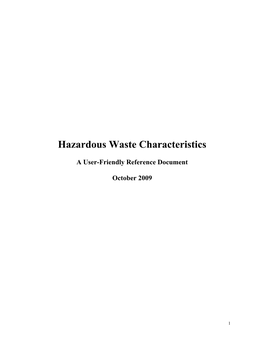 Friendly Reference Document for Hazardous Waste Characteristics