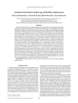 Anomalous Elastic Behavior of Phase Egg, Alsio3(OH), at High Pressures