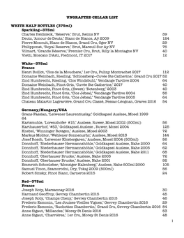 Ungrafted Old and Rare Wine List October, 2020