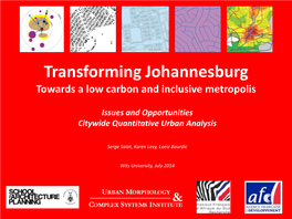 Transforming Johannesburg Towards a Low Carbon and Inclusive Metropolis