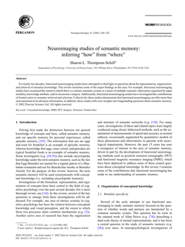 Neuroimaging Studies of Semantic Memory: Inferring “How” from “Where” Sharon L