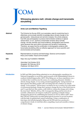 Climate Change and Transmedia Storytelling’