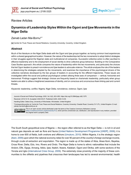 Dynamics of Leadership Styles Within the Ogoni and Ijaw Movements in the Niger Delta
