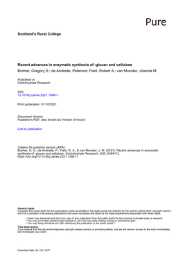 Recent Advances in Enzymatic Synthesis of Î²-Glucan and Cellulose