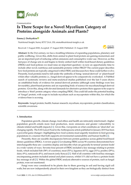 Is There Scope for a Novel Mycelium Category of Proteins Alongside Animals and Plants?