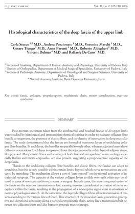 Histological Characteristics of the Deep Fascia of the Upper Limb