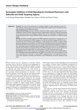 Synergistic Inhibition of Erbb Signaling by Combined Treatment