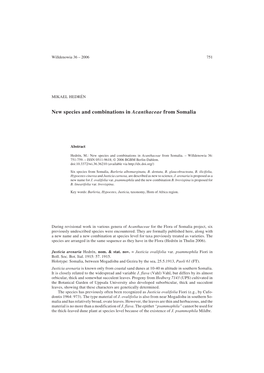 New Species and Combinations in Acanthaceae from Somalia