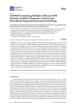 Attpr10 Containing Multiple ANK and TPR Domains Exhibits Chaperone Activity and Heat-Shock Dependent Structural Switching