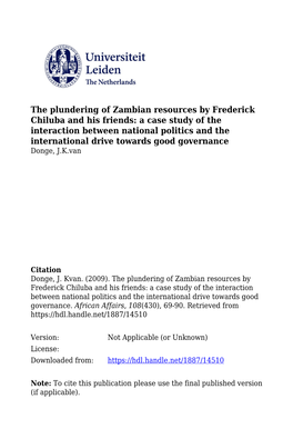 The Plundering of Zambian Resources by Frederick