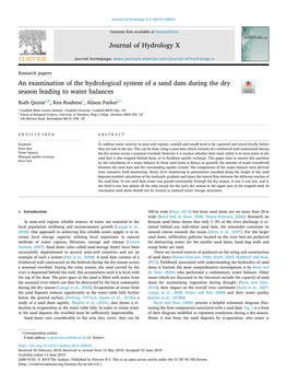 An Examination of the Hydrological System of a Sand Dam During The