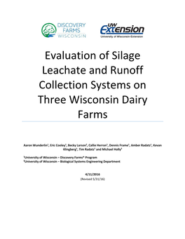 Evaluation of Silage Leachate and Runoff Collection Systems on Three Wisconsin Dairy Farms