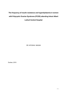 The Frequency of Insulin Resistance and Hyperlipidaemia in Women