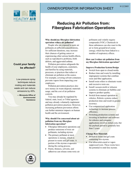 Reducing Air Pollution from Fiberglass Fabrication Operations