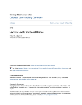 Lawyers, Loyalty and Social Change