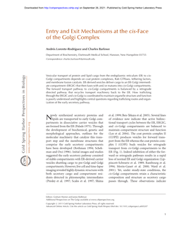 Entry and Exit Mechanisms at the Cis-Face of the Golgi Complex