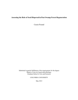 Assessing the Role of Seed Dispersal in Peat Swamp Forest Regeneration