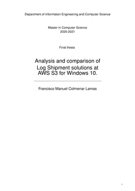 Analysis and Comparison of Log Shipment Solutions at AWS S3 for Windows 10