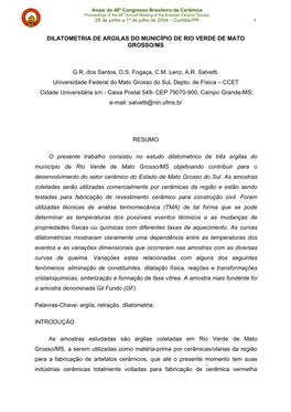 Propriedades Físicas De Corpos De Prova Das