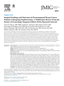 Surgical Findings and Outcomes in Premenopausal Breast Cancer