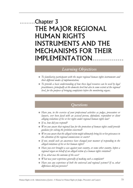 The Major Regional Human Rights Instruments and the Mechanisms for Their Implementation