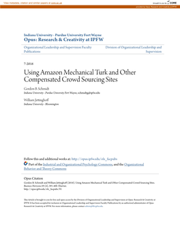 Using Amazon Mechanical Turk and Other Compensated Crowd Sourcing Sites Gordon B