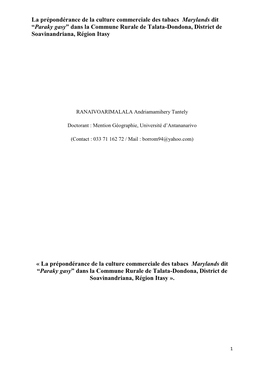“Paraky Gasy” Dans La Commune Rurale De Talata-Dondona, District De Soavinandriana, Région Itasy