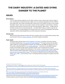 The Dairy Industry: a Dated and Dying Danger to the Planet