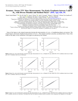 Secure TTV Mass Measurements: Ten Kepler Exoplanets Between 3 and 8 M⊕ with Diverse Densities and Incident Fluxes” (2016, Apj, 820, 39)