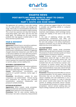 Enartis News Post-Bottling Wine Defects: What to Check and How to Prevent Part 1: White and Rosé Wines