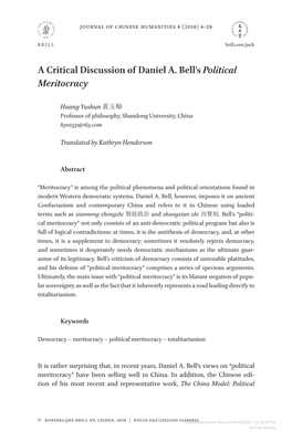 A Critical Discussion of Daniel A. Bell's Political Meritocracy