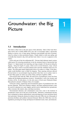 Groundwater: the Big 1 Picture