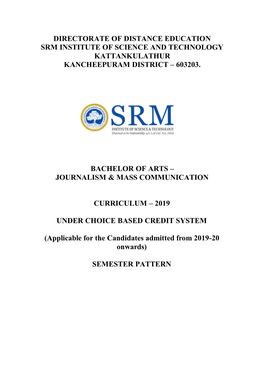 BA Journalism and Mass Communication 2019 Curriculum Page 1