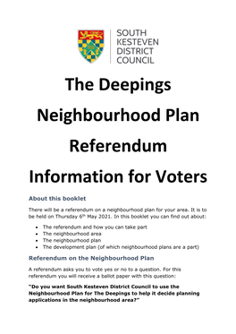 The Deepings Neighbourhood Plan Referendum Information for Voters