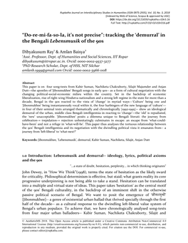 “Do-Re-Mi-Fa-So-La, It's Not Precise”: Tracking the 'Demurral' in the Bengali Lebensmusik of The