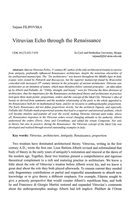 Vitruvian Echo Through the Renaissance