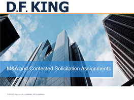 M&A and Contested Solicitation Assignments