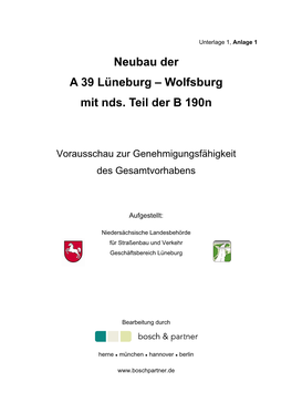 Neubau Der a 39 Lüneburg – Wolfsburg Mit Nds. Teil Der B 190N