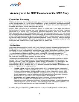 An Analysis of the SPDY Protocol and the SPDY Proxy