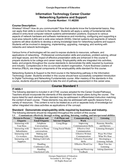 Networking Systems and Support Course Number: 11.46200