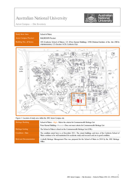 Australian National University Acton Campus — Site Inventory