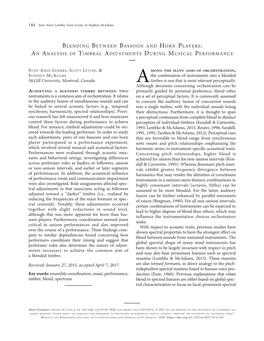 Blending Between Bassoon and Horn Players: an Analysis of Timbral Adjustments During Musical Performance