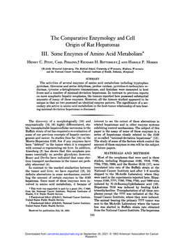 The Comparative Enzymology and Cell Origin of Rat Hepatomas III