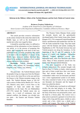 INTERNATIONAL JOURNAL on ORANGE TECHNOLOGIES E- ISSN: 2615-8140|P-ISSN: 2615-7071 Volume: 03 Issue: 04 | April 2021