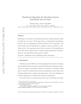 Distributed Algorithm for Matching Between Individuals and Activities