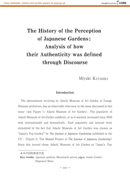 The History of the Perception of Japanese Gardens: Analysis of How Their Authenticity Was Defined Through Discourse