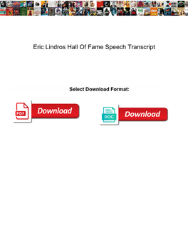 Eric Lindros Hall of Fame Speech Transcript