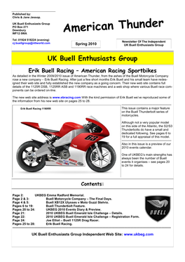 American Thunder, from the Ashes of the Buell Motorcycle Company Rose a New Company – Erik Buell Racing