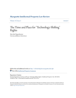 Technology-Shifting" Rights Max Stul Oppenheimer University of Baltimore School of Law