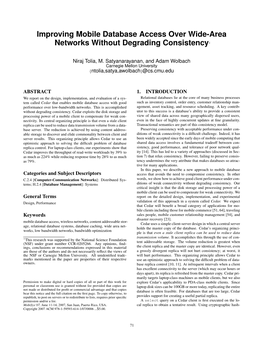 Improving Mobile Database Access Over Wide-Area Networks Without Degrading Consistency∗